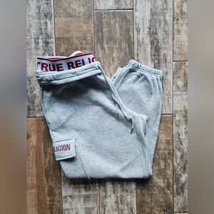 True Religion Cargo Jogger Sweatpants Men’s Large Gray Streetwear Logo